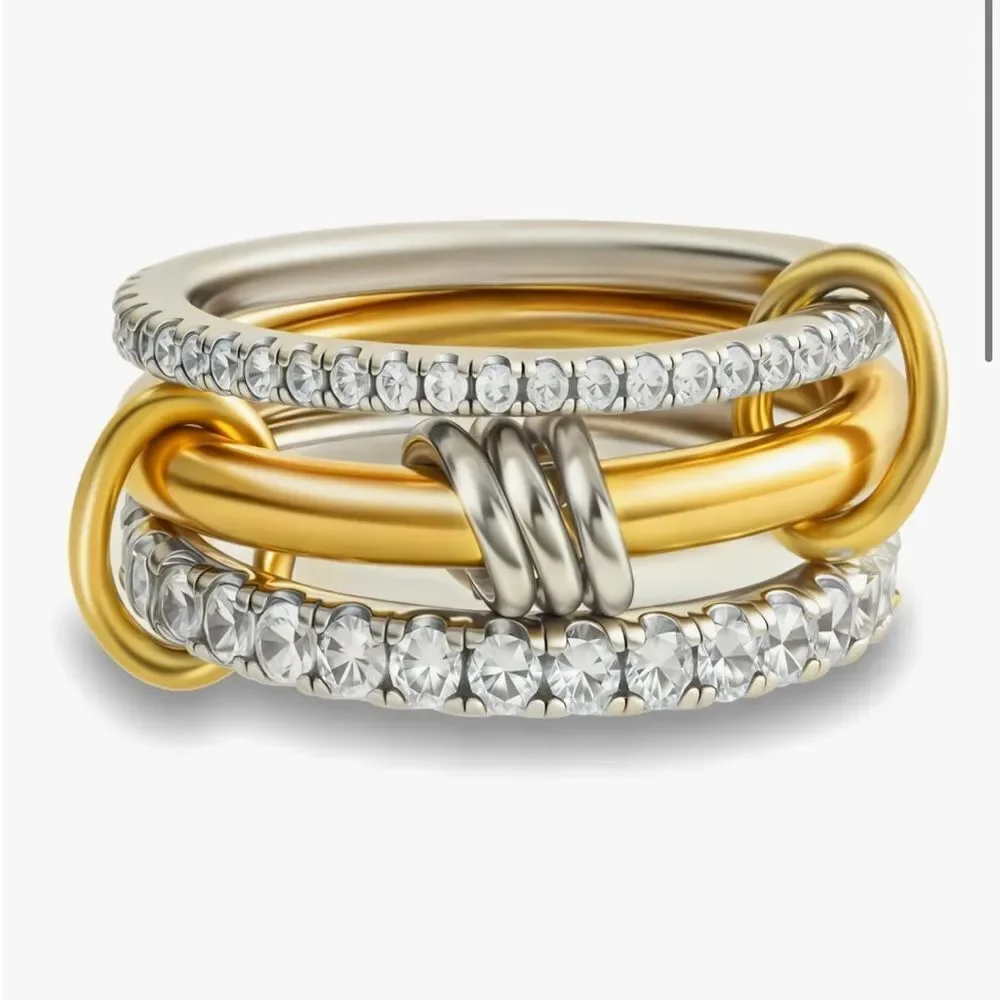 Gold and Silver Crystal Ring Set